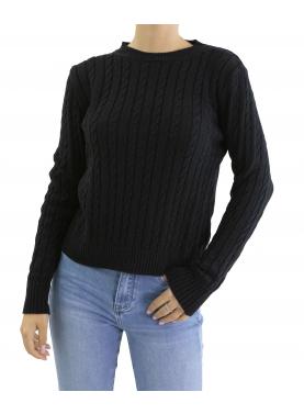 Maglia intrecciata girocollo tinta unita 